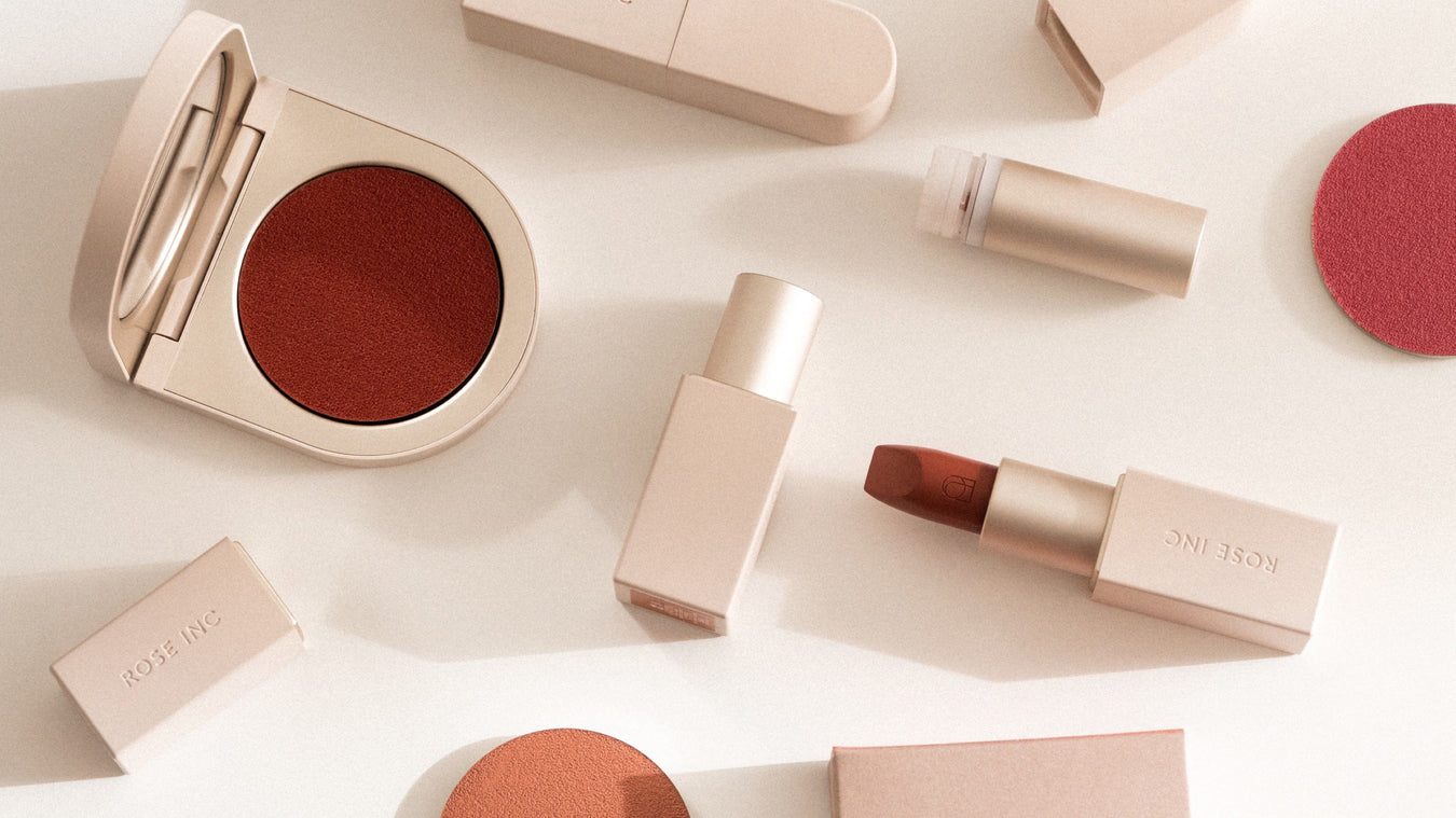 An assortment of products which use refillable parts to showcase sustainability